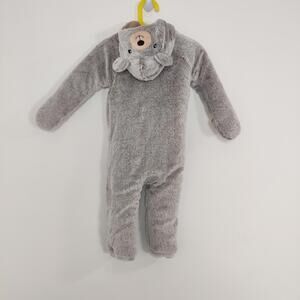 Koala Baby Infant One Piece Faux Fur Gray Teddy Bear Pram Suit Size 18-24 Months